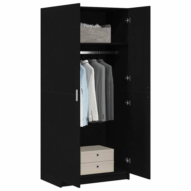 Wardrobe Black Oak 80x51x180 cm Engineered Wood