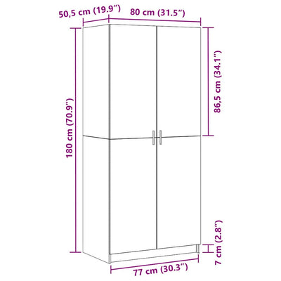 Wardrobe Black Oak 80x51x180 cm Engineered Wood