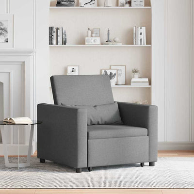 3-in-1 Single Sofa Bed Convertible Dark Grey Fabric