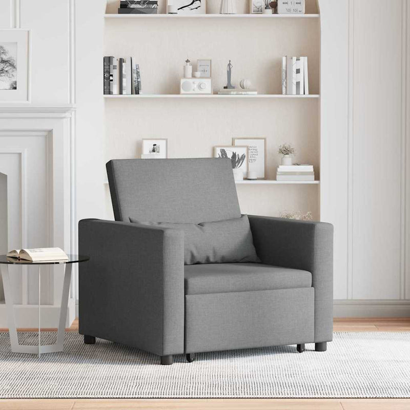 3-in-1 Single Sofa Bed Convertible Dark Grey Fabric