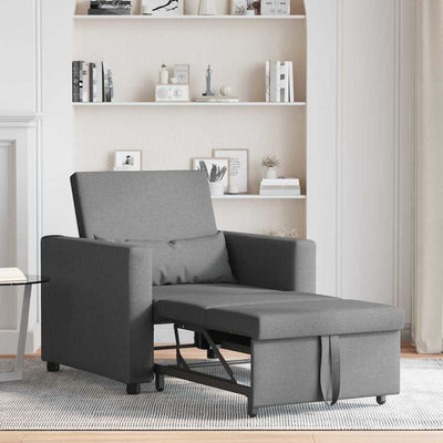 3-in-1 Single Sofa Bed Convertible Dark Grey Fabric