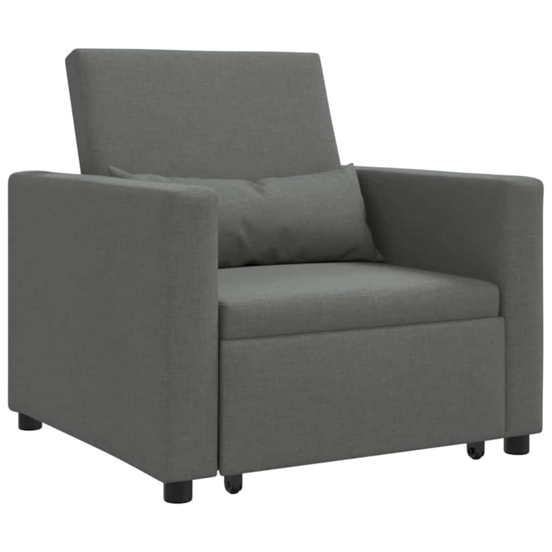 3-in-1 Single Sofa Bed Convertible Dark Grey Fabric
