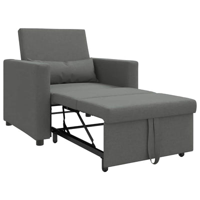 3-in-1 Single Sofa Bed Convertible Dark Grey Fabric