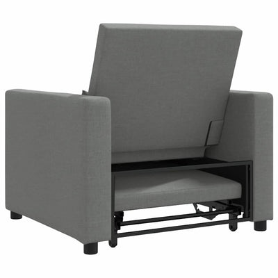 3-in-1 Single Sofa Bed Convertible Dark Grey Fabric