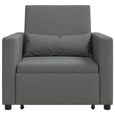 3-in-1 Single Sofa Bed Convertible Dark Grey Fabric