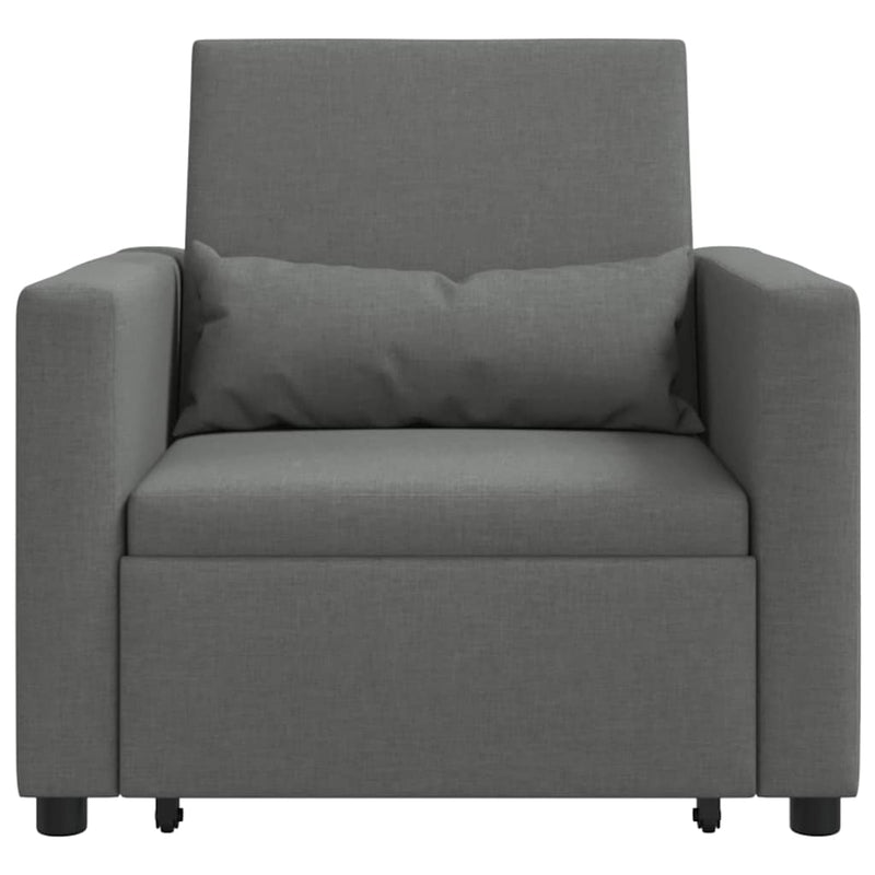 3-in-1 Single Sofa Bed Convertible Dark Grey Fabric