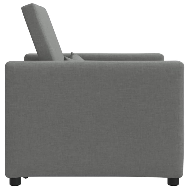 3-in-1 Single Sofa Bed Convertible Dark Grey Fabric