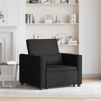 3-in-1 Single Sofa Bed Convertible Black Fabric