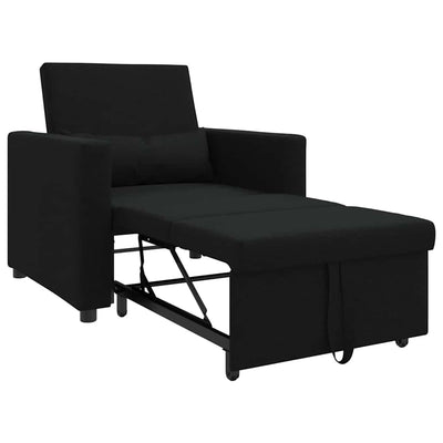 3-in-1 Single Sofa Bed Convertible Black Fabric