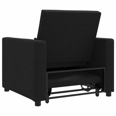 3-in-1 Single Sofa Bed Convertible Black Fabric