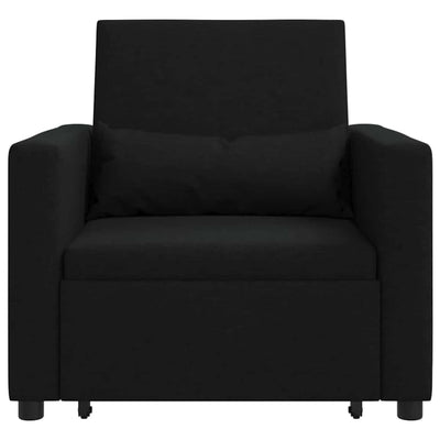3-in-1 Single Sofa Bed Convertible Black Fabric