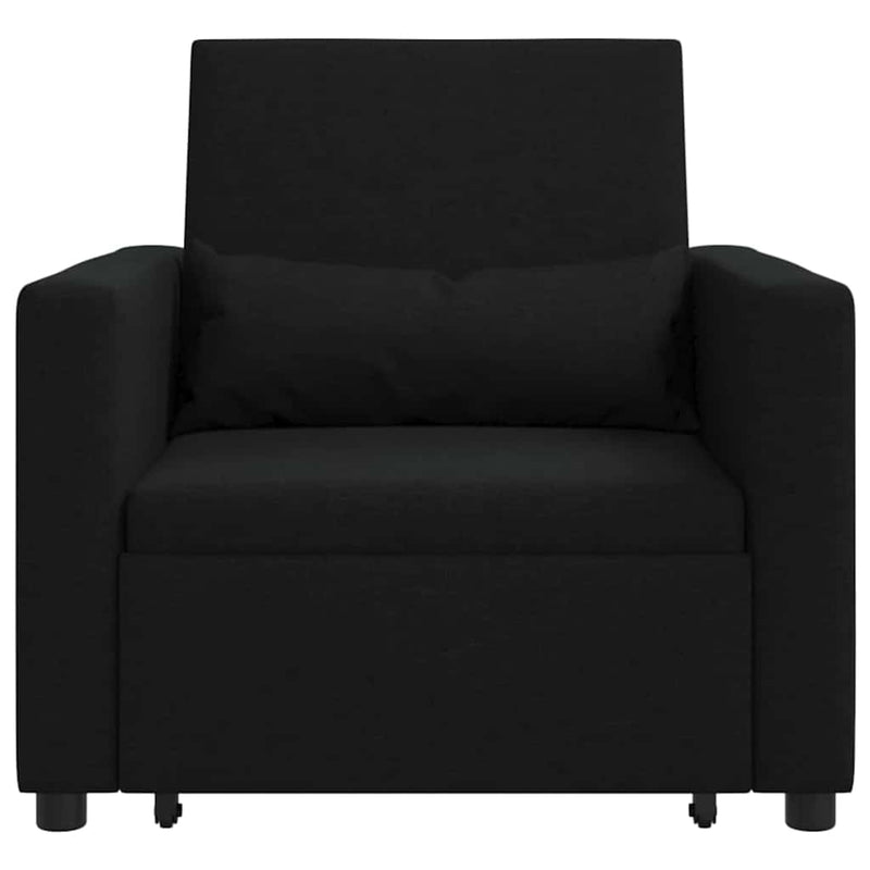 3-in-1 Single Sofa Bed Convertible Black Fabric