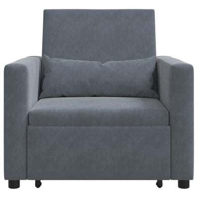 3-in-1 Single Sofa Bed Convertible Dark Grey Velvet