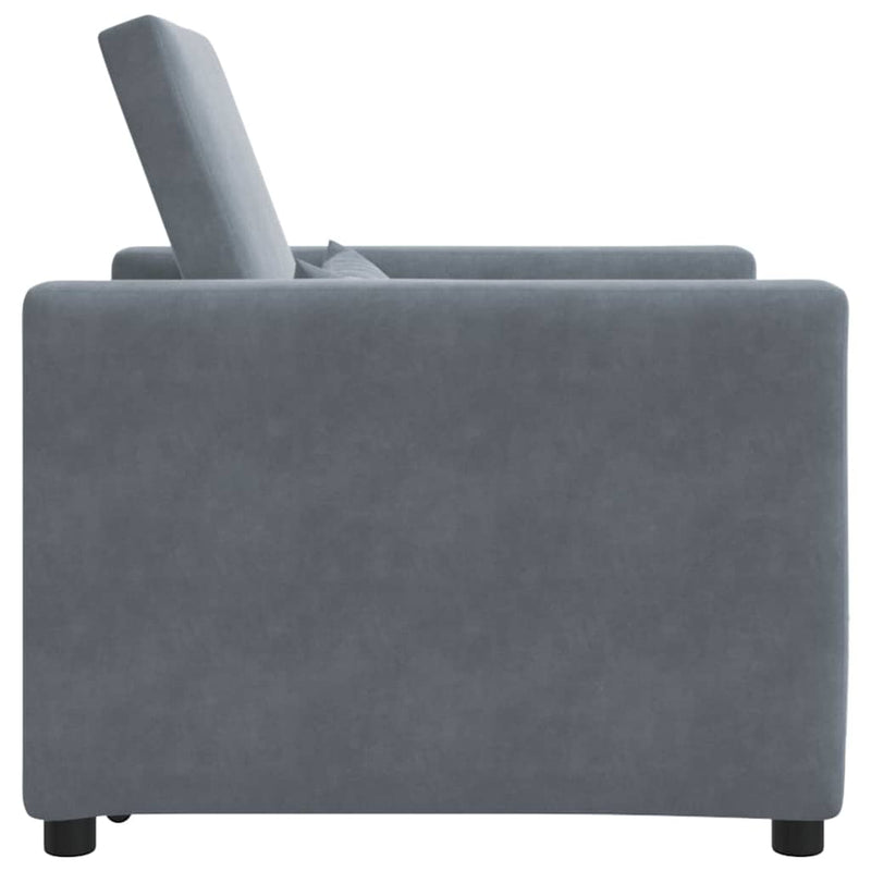 3-in-1 Single Sofa Bed Convertible Dark Grey Velvet