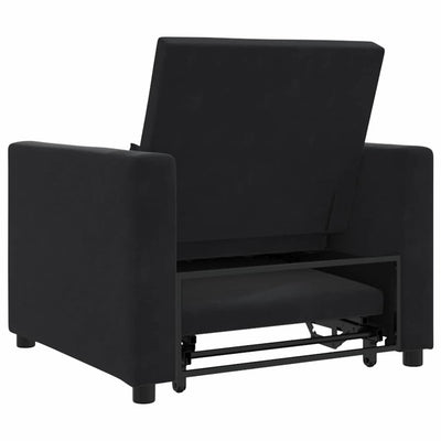 3-in-1 Single Sofa Bed Convertible Black Velvet