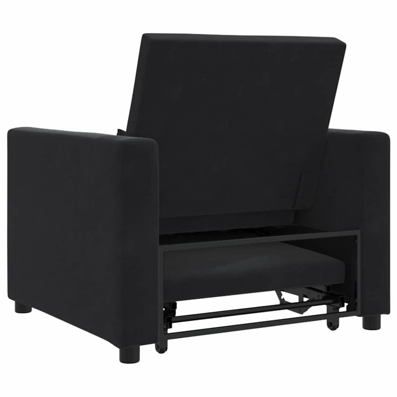 3-in-1 Single Sofa Bed Convertible Black Velvet