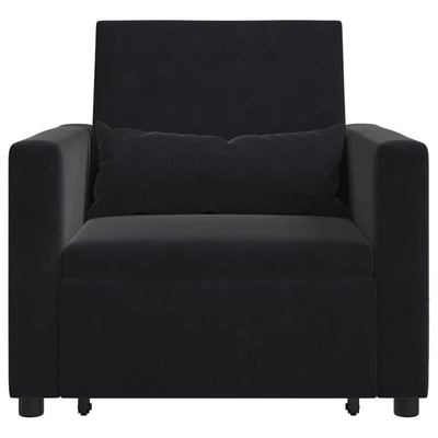 3-in-1 Single Sofa Bed Convertible Black Velvet