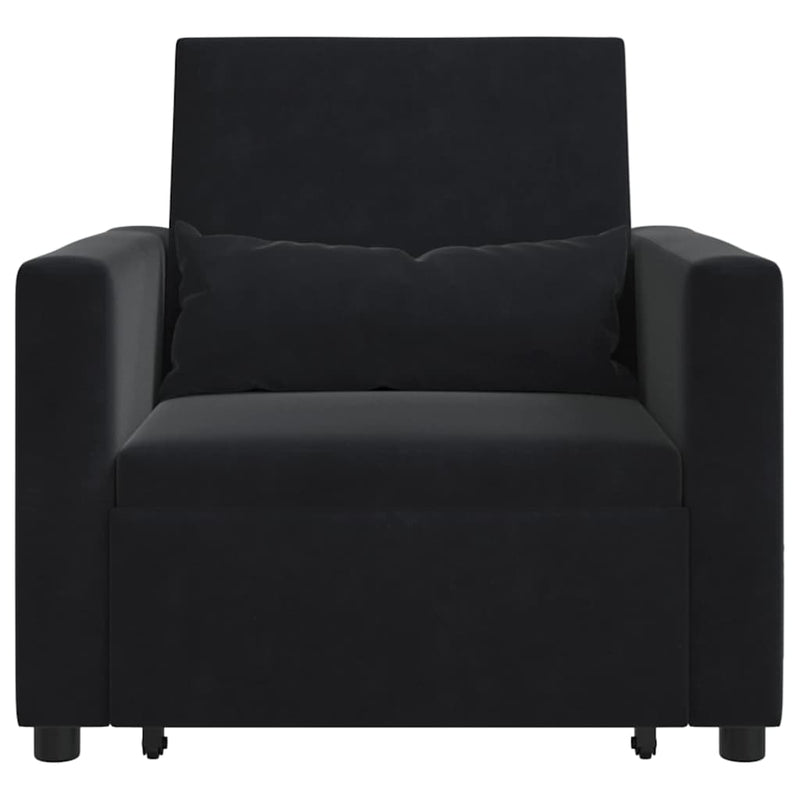 3-in-1 Single Sofa Bed Convertible Black Velvet
