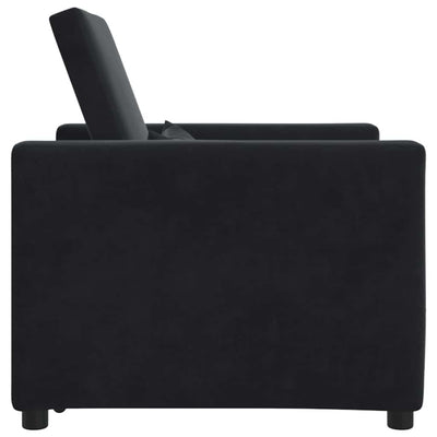 3-in-1 Single Sofa Bed Convertible Black Velvet