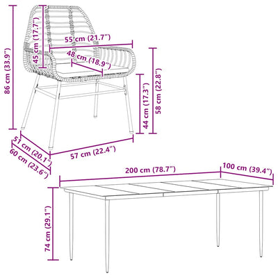 9 Piece Garden Dining Set with Cushions Black Poly Rattan Glass