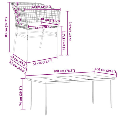 9 Piece Garden Dining Set with Cushions Black Poly Rattan Glass