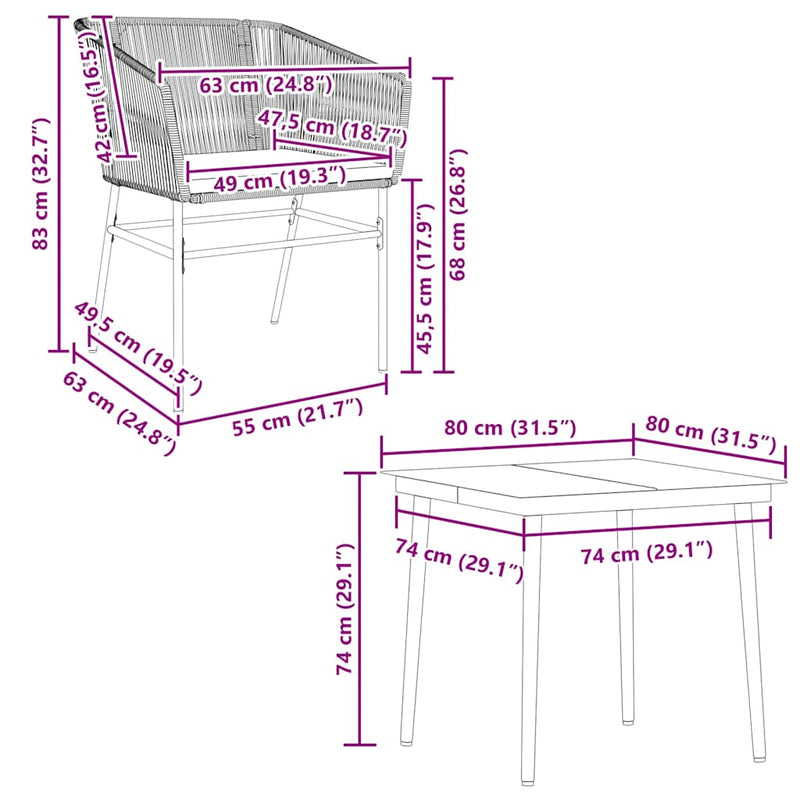 5 Piece Garden Dining Set with Cushions Black Poly Rattan Glass