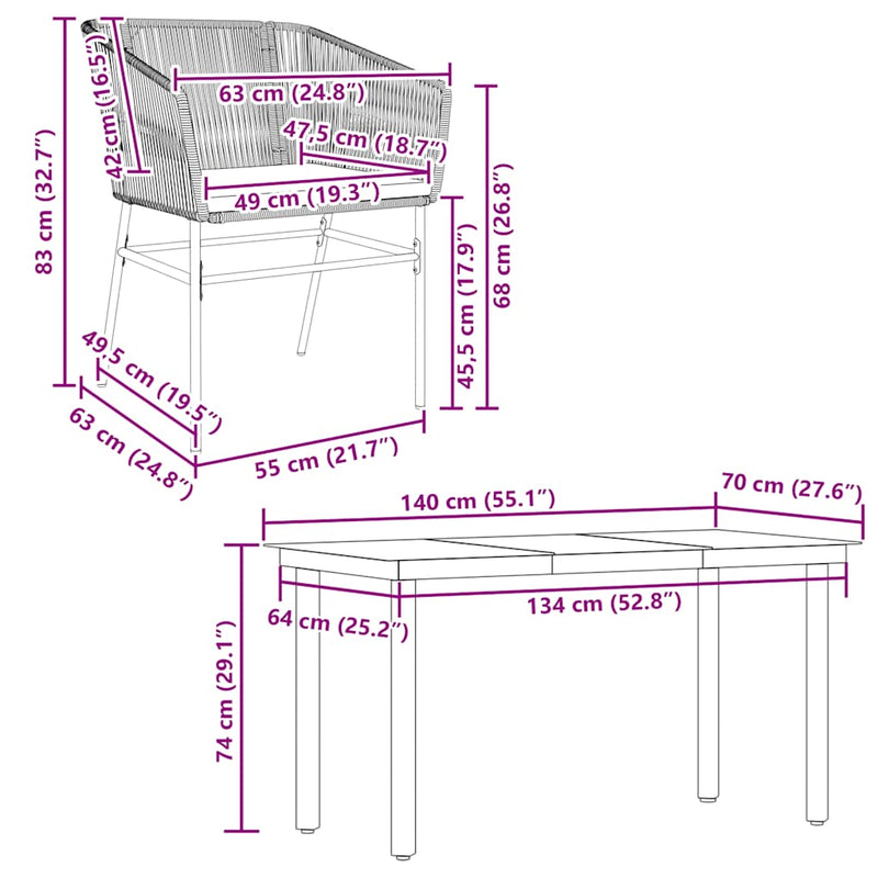 5 Piece Garden Dining Set with Cushions Black Poly Rattan Glass