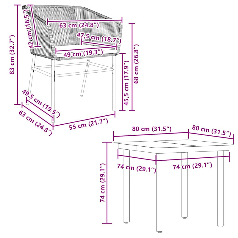 5 Piece Garden Dining Set with Cushions Grey Poly Rattan Glass