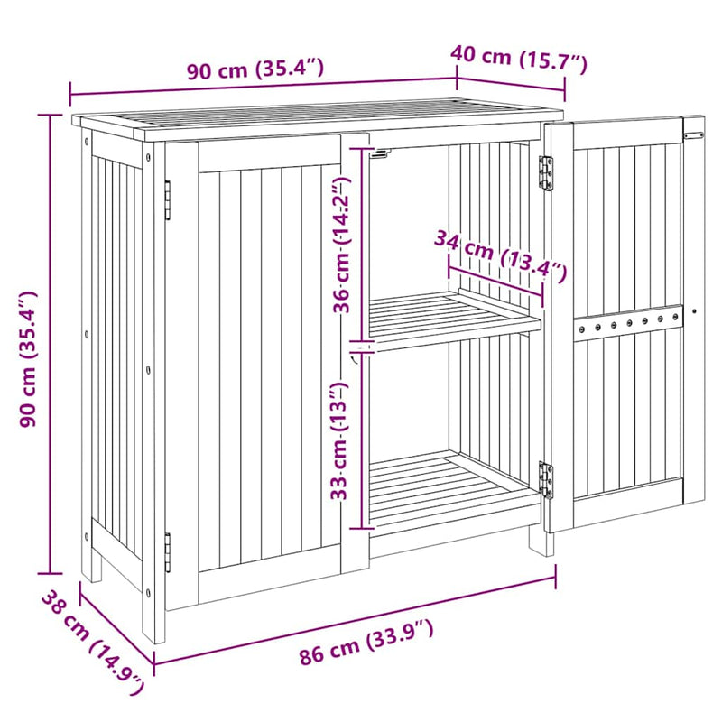 Garden Cabinet Brown 90 x 40 x 90 cm Solid acacia wood