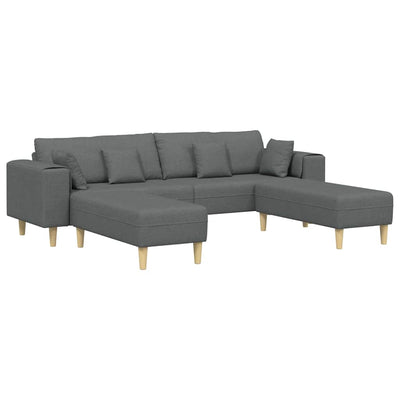 Fabric Sofa with Cushion 3 pcs Dark Grey 208 cm Fabric