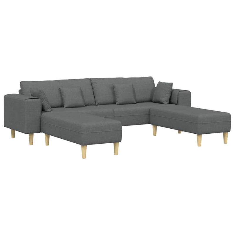 Fabric Sofa with Cushion 3 pcs Dark Grey 208 cm Fabric