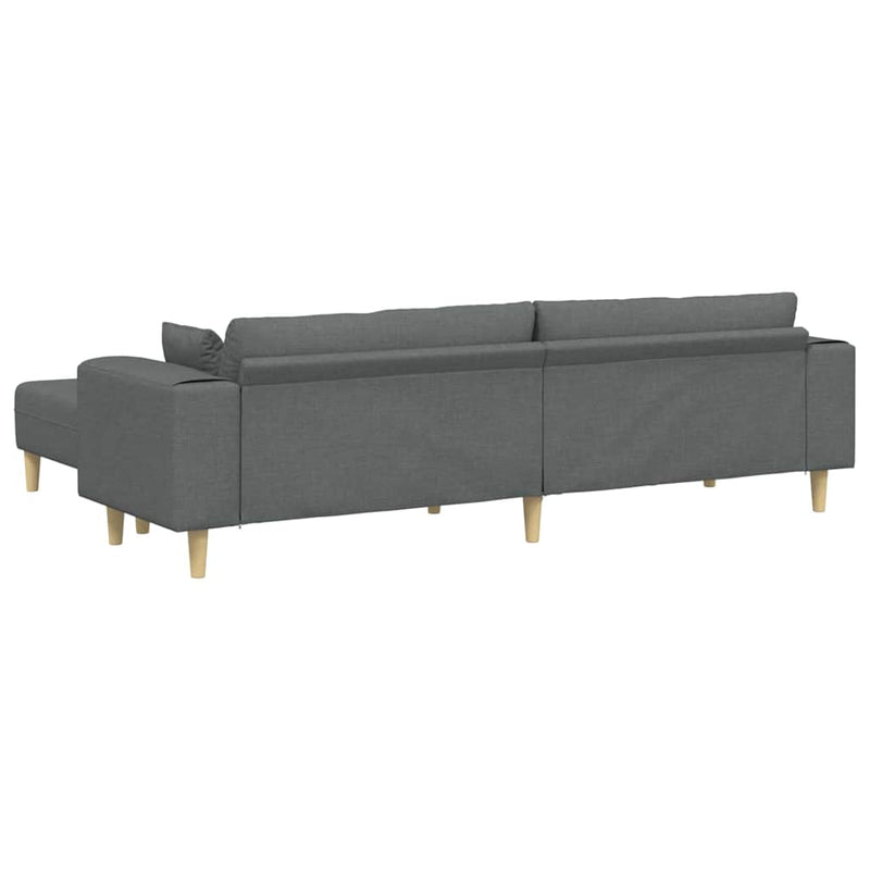 Fabric Sofa with Cushion 3 pcs Dark Grey 208 cm Fabric