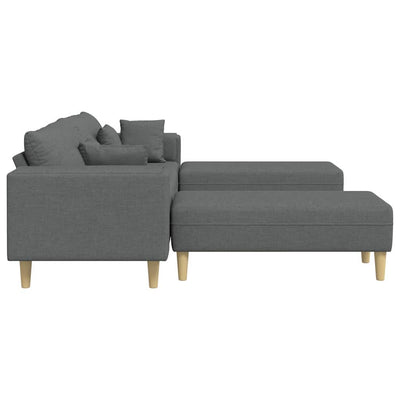 Fabric Sofa with Cushion 3 pcs Dark Grey 208 cm Fabric