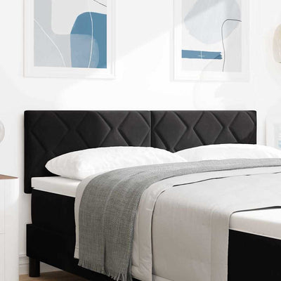 Headboard with Diamond Blocks Design in Black 140 cm Velvet