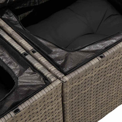 Garden Sofa Set with Cushion 9 pcs Grey Poly rattan