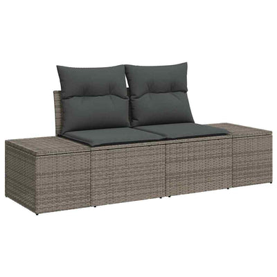 Garden Sofa Set with Cushion 9 pcs Grey Poly rattan