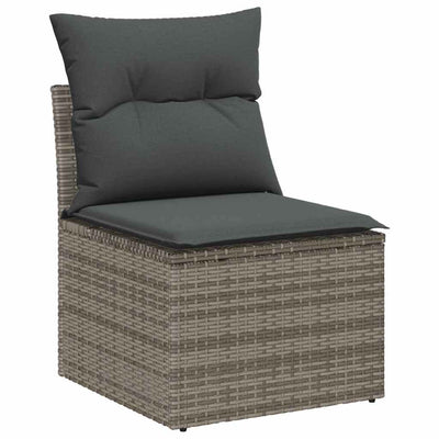 Garden Sofa Set with Cushion 9 pcs Grey Poly rattan