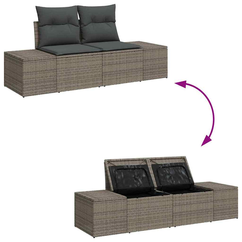 Garden Sofa Set with Cushion 9 pcs Grey Poly rattan