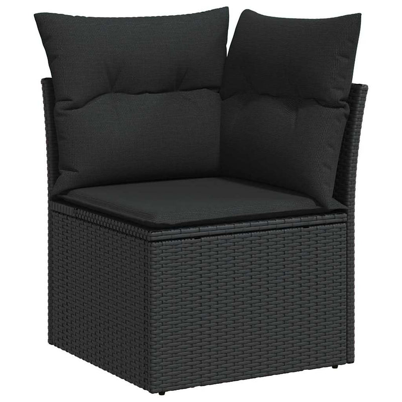 Garden Sofa Set with Cushion 8 pcs Black 90 x 55 x 71 cm