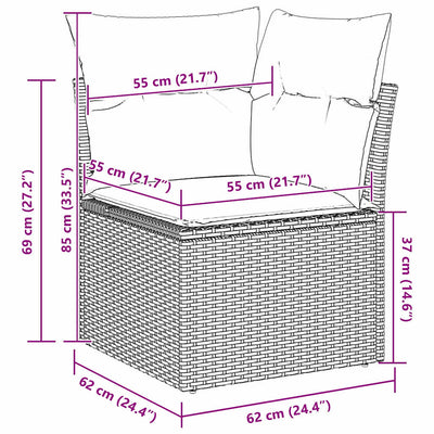 Garden Sofa Set with Cushion 8 pcs Black 90 x 55 x 71 cm