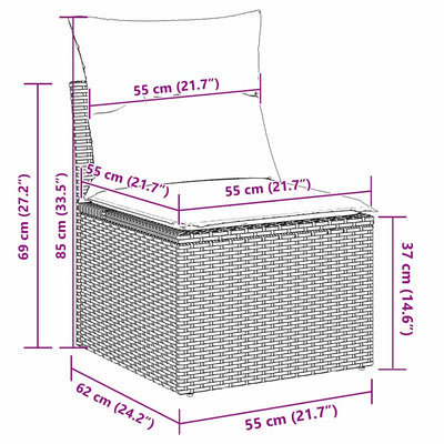 Garden Sofa Set with Cushion 8 pcs Black 90 x 55 x 71 cm