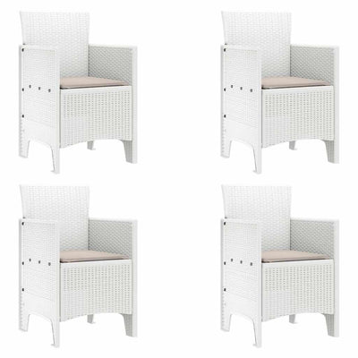 Garden Chairs with Cushions 4 pcs White 53 x 49 x 85 cm Plastic