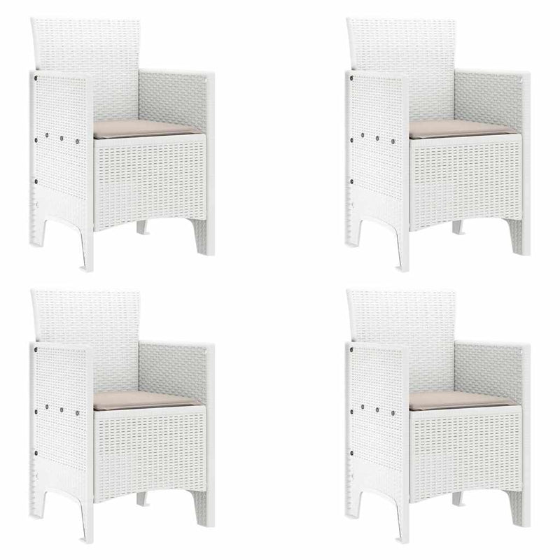 Garden Chairs with Cushions 4 pcs White 53 x 49 x 85 cm Plastic