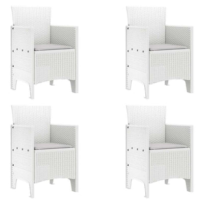 Garden Chairs with Cushions 4 pcs White 53 x 49 x 85 cm Plastic