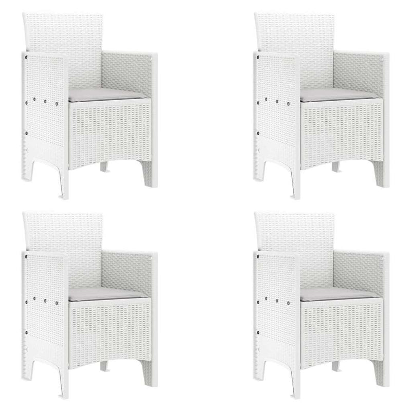 Garden Chairs with Cushions 4 pcs White 53 x 49 x 85 cm Plastic