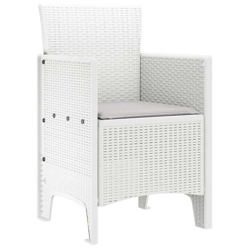 Garden Chairs with Cushions 4 pcs White 53 x 49 x 85 cm Plastic