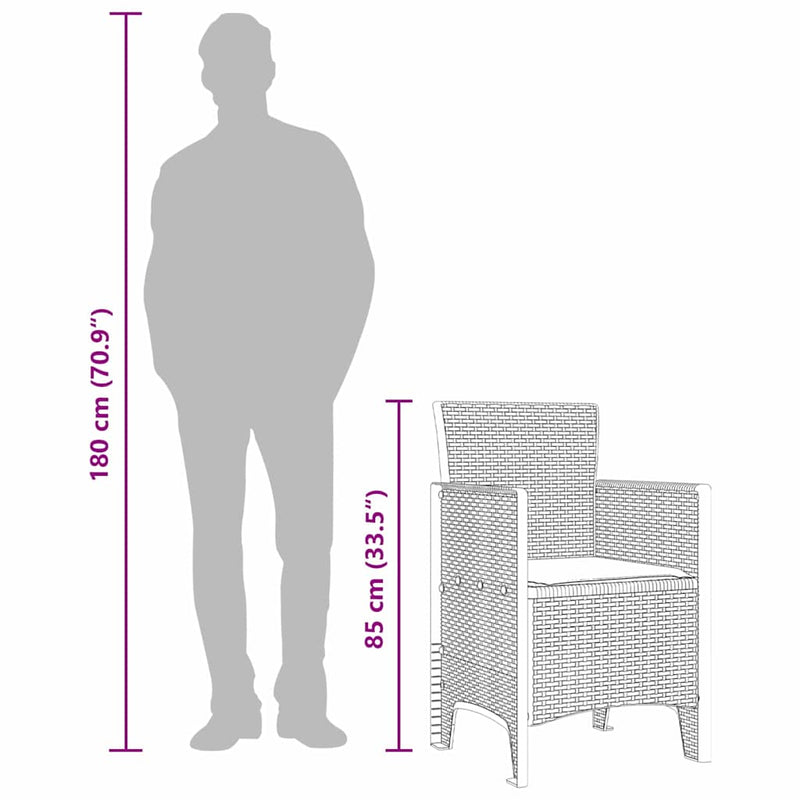 Garden Chairs with Cushions 4 pcs White 53 x 49 x 85 cm Plastic