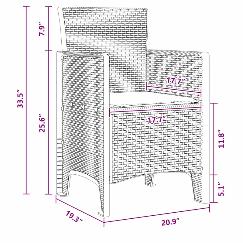 Garden Chairs with Cushions 4 pcs White 53 x 49 x 85 cm Plastic