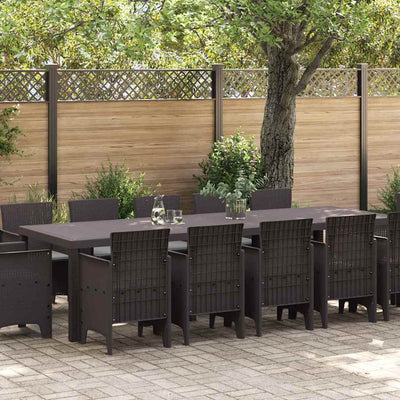 Garden Dining Set with Cushion 13 pcs Brown and Light grey