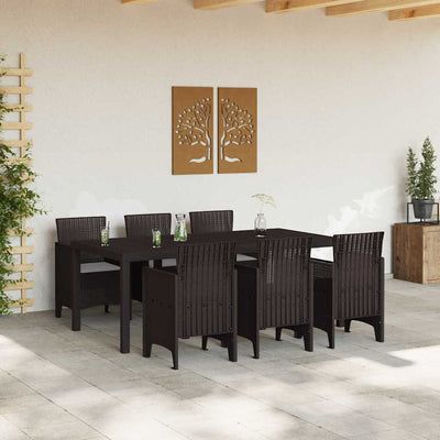 Outdoor Dining Set 7 pcs Brown 200 x 100 x 73 cm Plastic Rattan